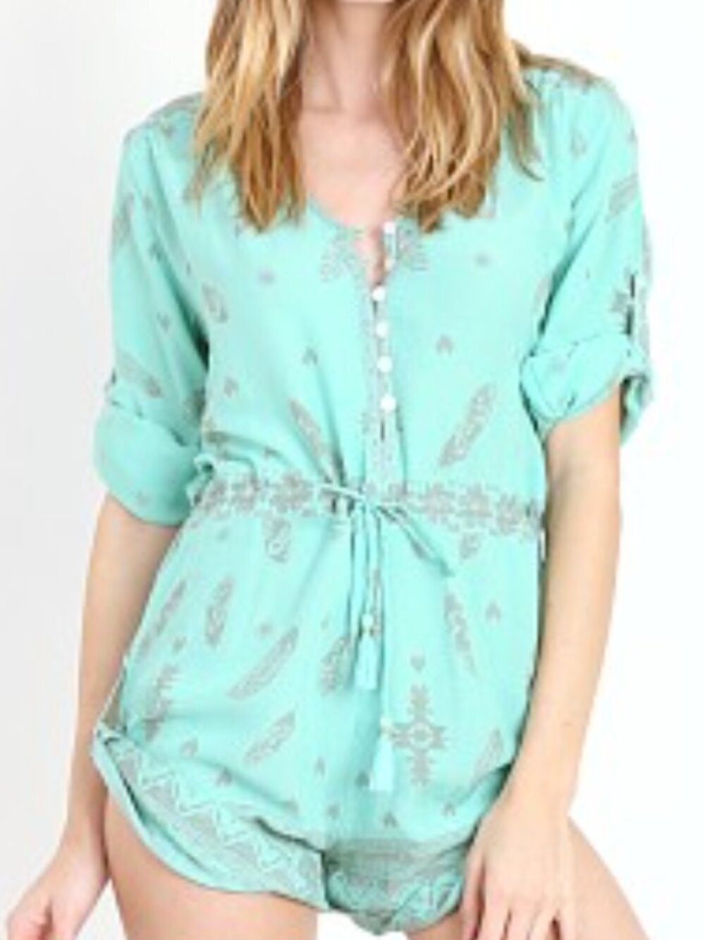 Spell & The Gypsy Skull Tribe Playsuit XS Turquoise Boho Romper Rare NWOT